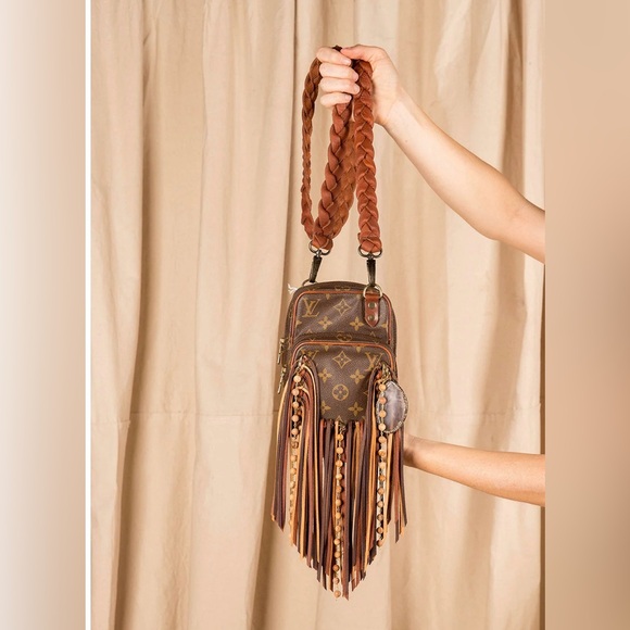 NEW Vintage Boho Bag Revamped Louis Vuitton sidekick crossbody bag with fringe - Picture 1 of 14